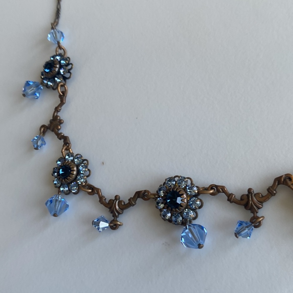 Liz Palacios Blue Crystal Floral Necklace - Picture 3 of 9